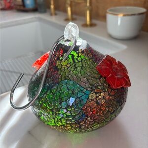 Colorful Mosaic Glass hummingbird feeder